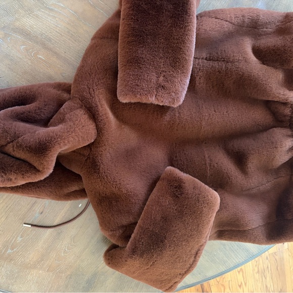 Rachel Zoe Plush Faux Fur Hooded Coat - Rust - Picture 3 of 4